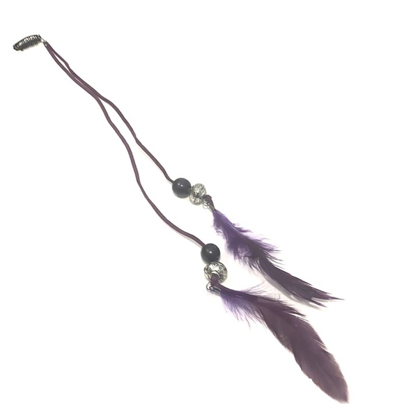 Bohemian Feather Tribal Hair Extensions Clip Purple - Picture 1 of 3
